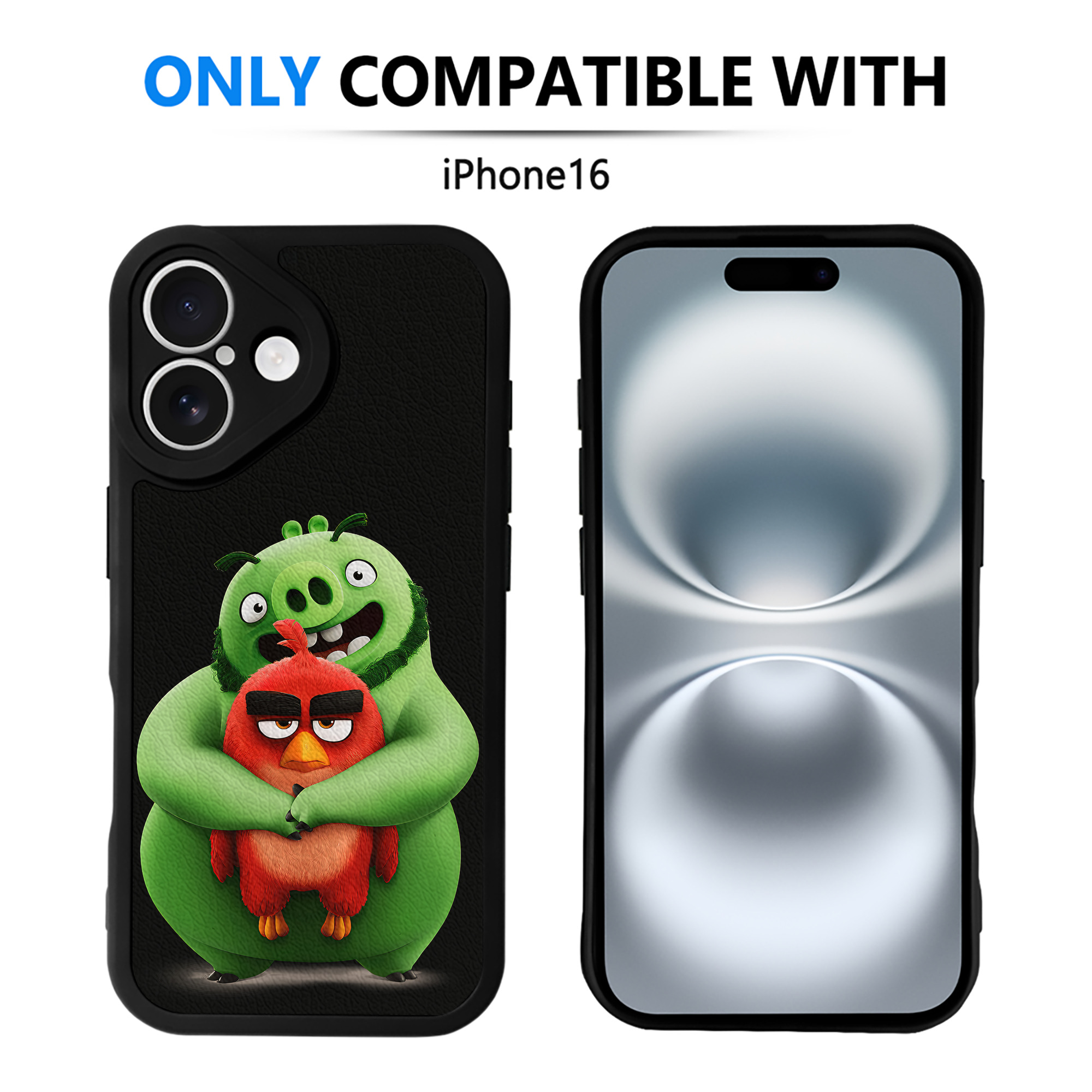（画像用） Angry Birds アングリーバード 【iPhone 16シリーズ対応】シリコンスマホケース（レザー調） 材質：シリコン